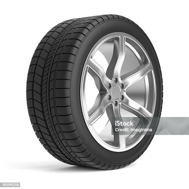 Car Tire Stock Photo - Download Image Now - Tire - Vehicle Part, White Background, Alloy Wheel