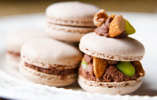 chocolate macaroon with cream and almond