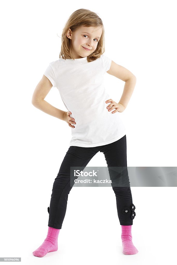Bella bambina isolato su bianco - Foto stock royalty-free di Alla moda