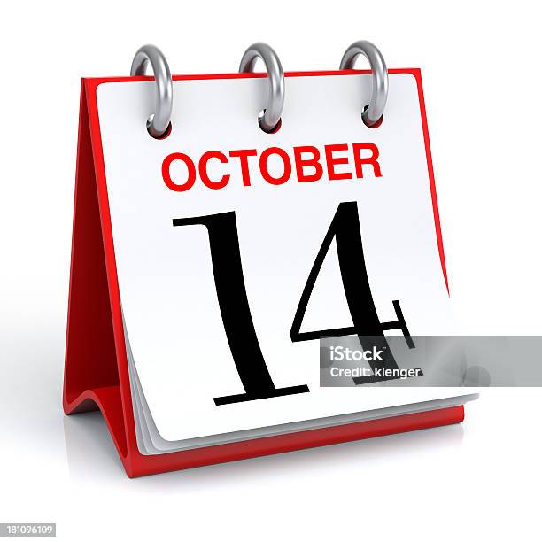October Calendar Stock Photo - Download Image Now - Calendar, Computer Graphic, Curled Up