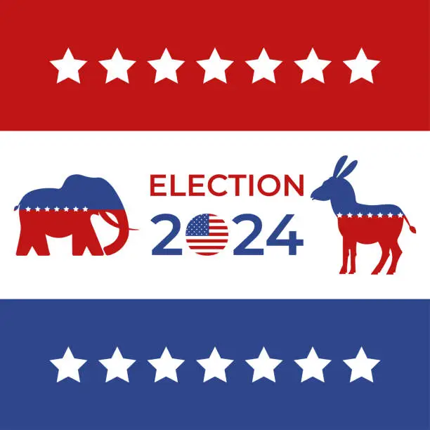 Vector illustration of Presidential election in USA on 2024 banner