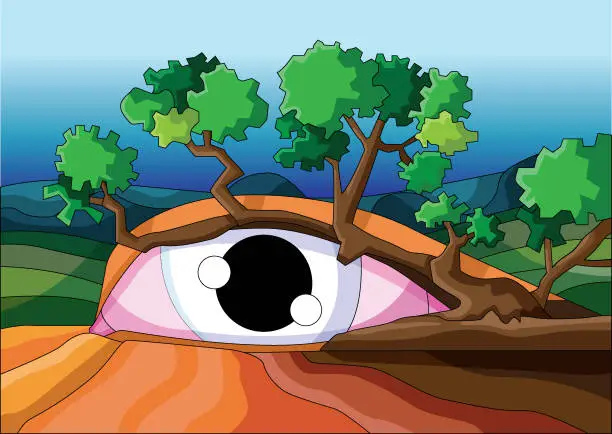 Vector illustration of eye and tree design creative pattern background illustration vect