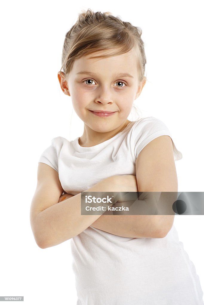 Kleine Mädchen, isoliert auf weiss - Lizenzfrei Blick in die Kamera Stock-Foto