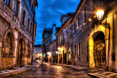 HDR image of an old cobbled street in Prague Europe