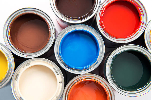 istock Group of colorful paint tins 181097316