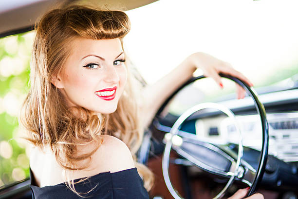 istock Pin-up girl with car 181097417