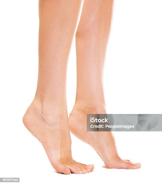 On Her Tiptoes Stock Photo - Download Image Now - Tiptoe, Standing, White Background