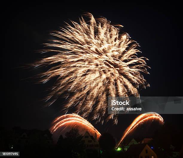 Huge Firework Stock Photo - Download Image Now - Big Bang, Black Background, Blue