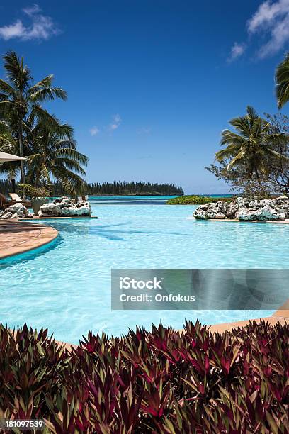 Piscina Infinity Al Resort Tropicale In Una Giornata Di Sole Perfetto - Fotografie stock e altre immagini di Laguna