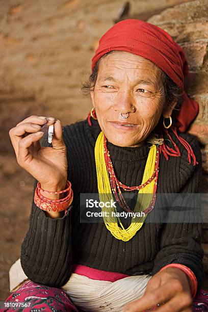 Nepali Woman Smoking Cigarette Bhaktapur Stock Photo - Download Image Now - Nepal, Smoking - Activity, Smoking Issues