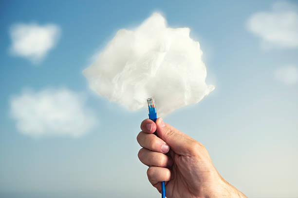 istock Concept of connecting a computer to the cloud 181097598