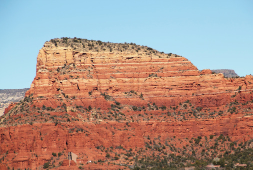 The famous Chapel of the Holy Cross Built into the red rocks of Sedona Arizona.