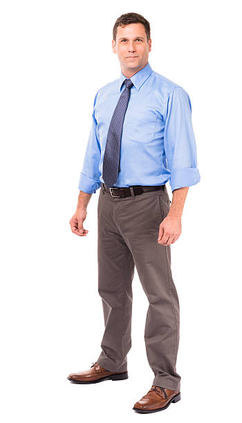 istock Casual Businessman with Arms at Side Isolated on White Background 181098055