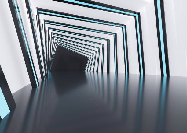 istock 3D rendered Illustration of illuminated futuristic spaceship corridor 1810983601