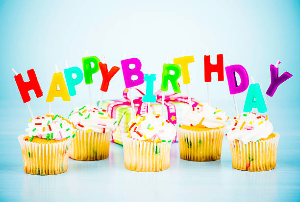 istock Happy Birthday Cupcakes and Gift 181098684