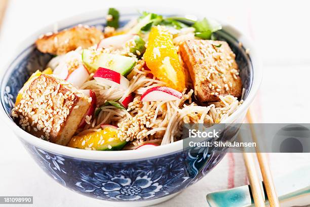 Rice Noodles Cucumber Radish Orange Salad With Tofu Stock Photo - Download Image Now