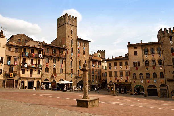 Piazza del Campo, Arezzo stock photo