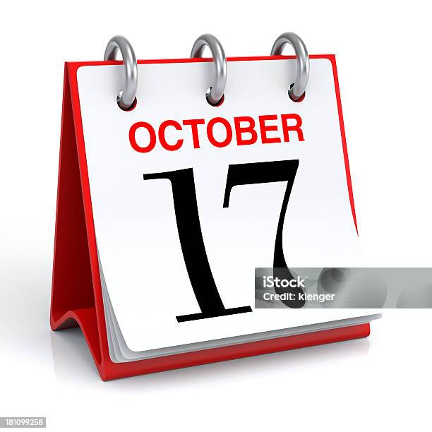 October Calendar Stock Photo - Download Image Now - Calendar, Curled Up, Cut Out