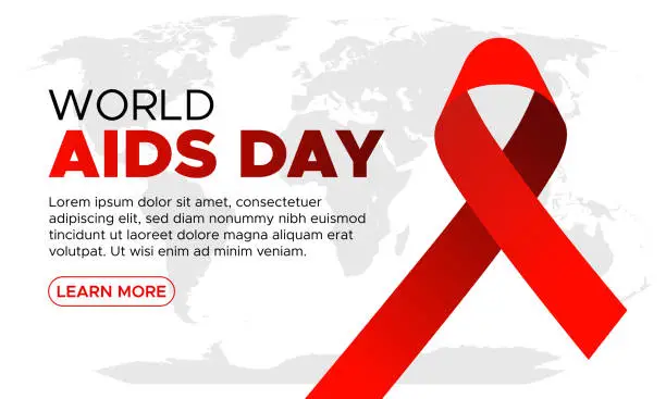 Vector illustration of World AIDS Day with Red Ribbon Web Banner Background - 1 December Awareness World Day Logo, HIV and AIDS Ribbon Icon