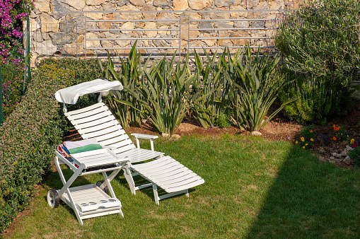 sun loungers in the garden