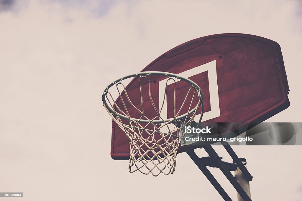 Outdoor Basketball Hoop Outdoor Basketball Hoop. Copy space. Fog Stock Photo
