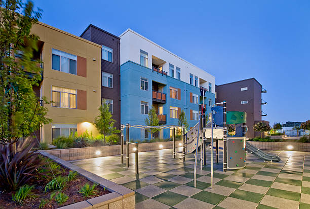istock Contemporary Apartment Building with Playground 181100996