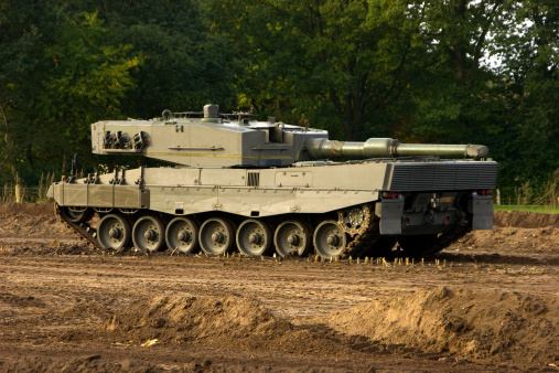 Dutch Army armoured tank on a piece of farmland