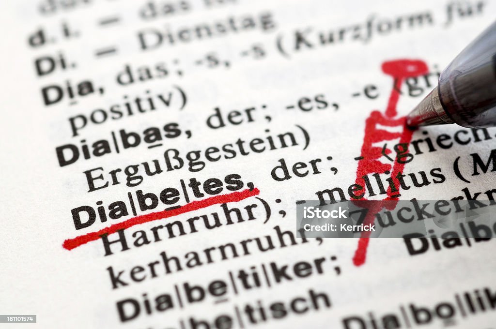 Diabetes-deutsche Wort Abbildung - Lizenzfrei Zucker Stock-Foto