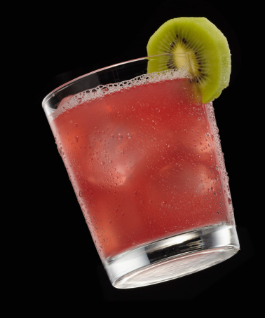 Strawberry Cocktail with a Kiwi garnish