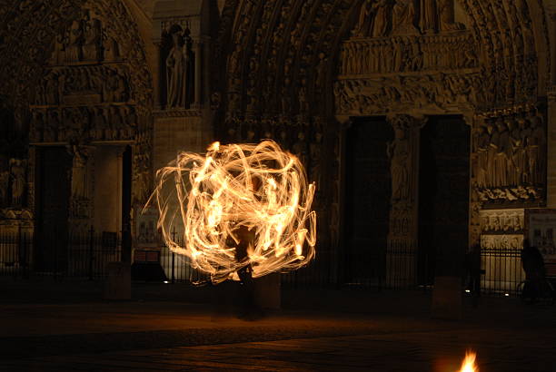 Paris Fire Spinner 3 stock photo