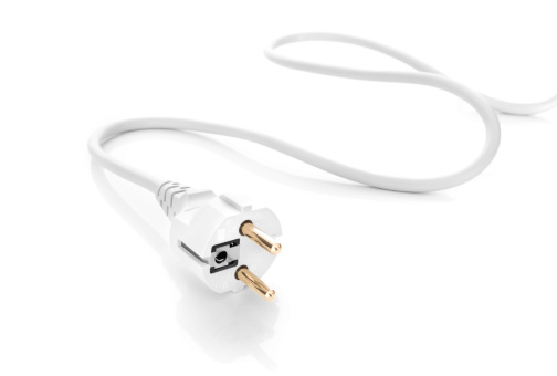 white power cable on white background