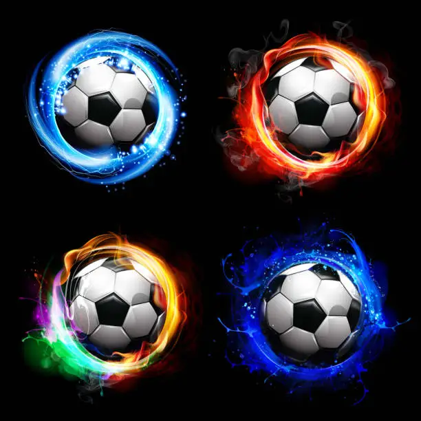 Vector illustration of soccer balls-special effects