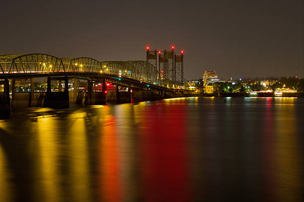 istock Light Trails on Columbia River Crossing Bridge 181106668