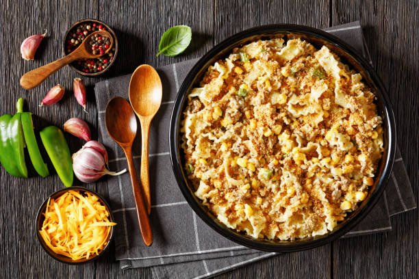 istock Creamy Corn Casserole with Sausage in baking dish 1811084226