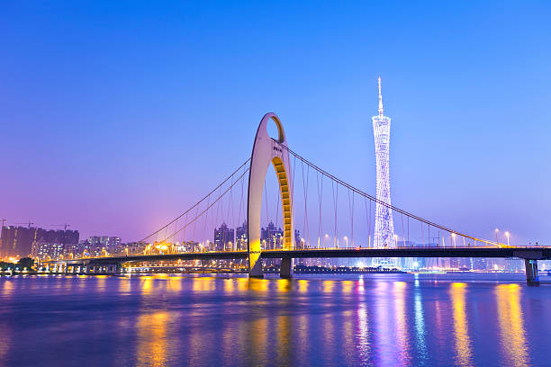 istock Guangzhou bridge at night in China 181110063