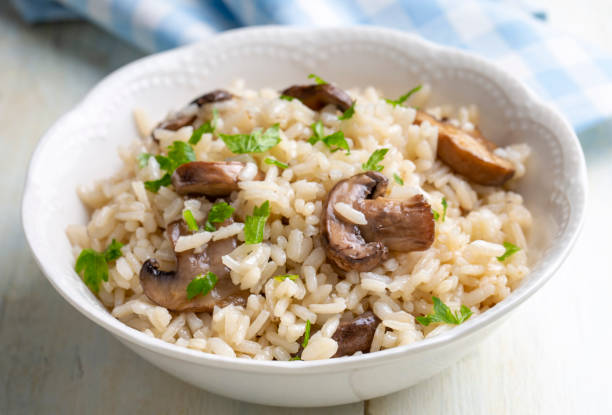 istock Mushroom rice pilaf, Turkish name; Mantarli pirinc pilavi. 1811114434