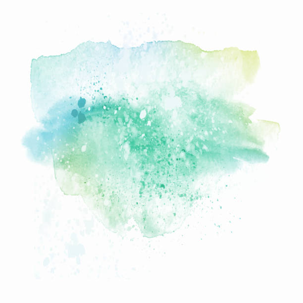 istock Hand painted pastel blue and green watercolour splatter 1811152035