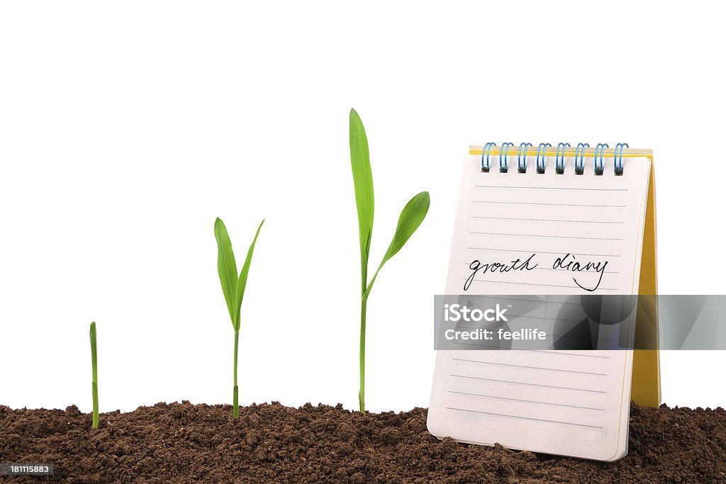Wachstum Tagebuch und Geschichte: plant sequence & Hinweis buchen - Lizenzfrei Analysieren Stock-Foto