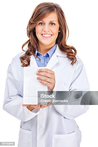 Pharmacist With Prescription Bag Stock Photo - Download Image Now - Pharmacist, White Background, Cut Out