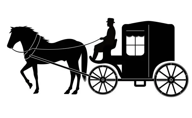 Vector illustration of Beautiful vintage carriage with horse, vector illustration