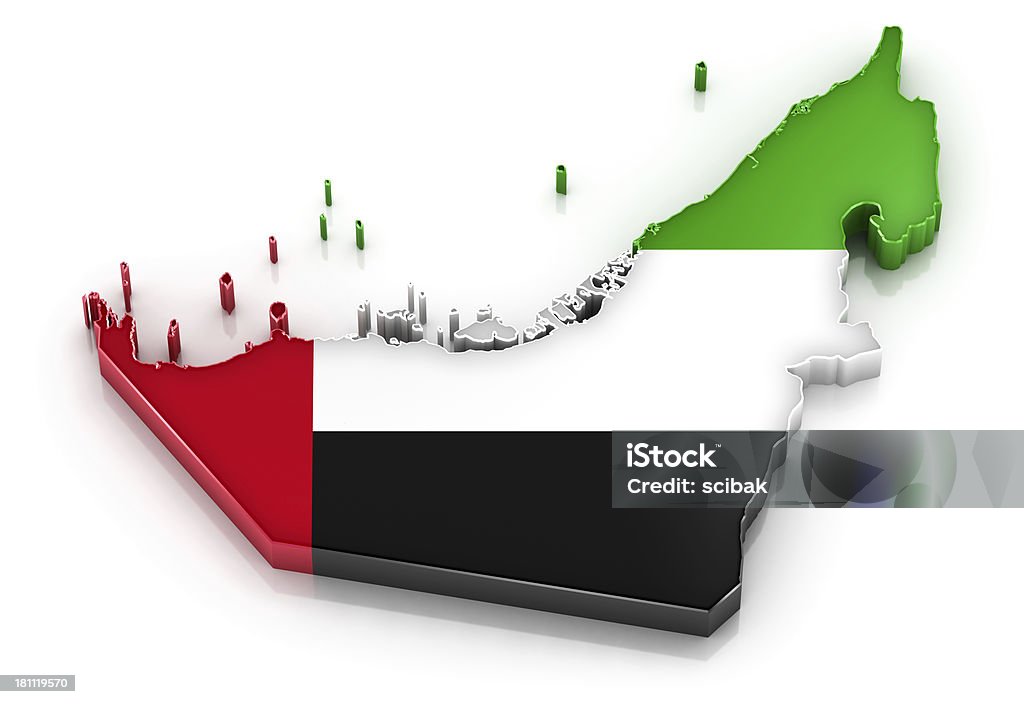 Vereinigte Arabische Emirate-Karte mit Flagge - Lizenzfrei Flagge der Vereinigten Arabischen Emirate Stock-Foto