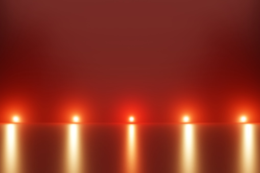 Red background, gradient color with lights. 3D rendering.