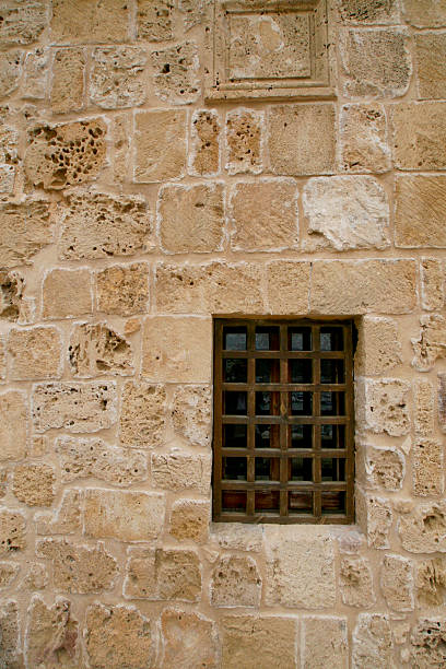 Ancient window frame stock photo