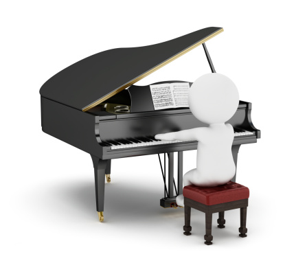 3D simple character playing piano.
