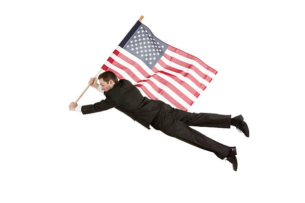 istock Young businessman with an American flag 181120664