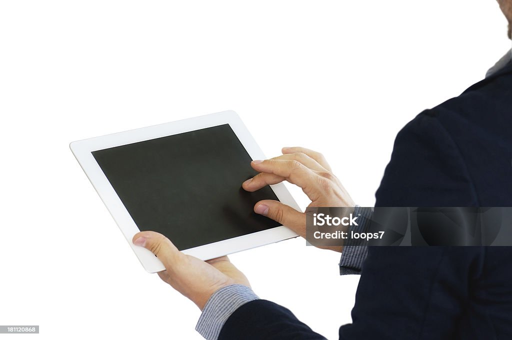 Человек с Планшетный компьютер - Стоковые фото Белый роялти-фри