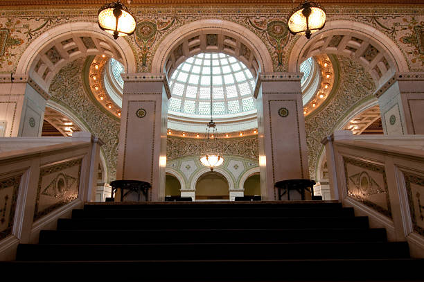 de chicago - dome skylight stained glass glass fotografías e imágenes de stock