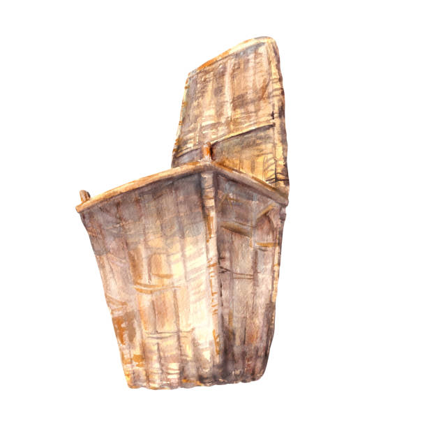istock Watercolor old wicker basket for harvesting grapes, fruits or vegetables. Hand painted illustration. 1811224760