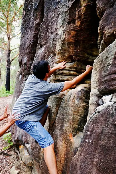 "Bouldering at Linfield Rocks, Australia"