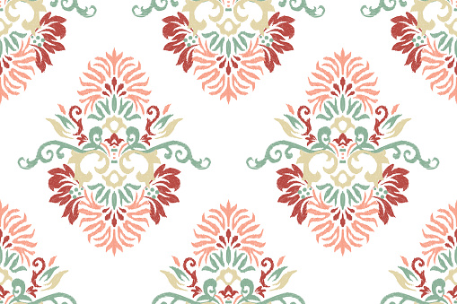 istock Damask Ikat floral paisley seamless pattern 1811241618